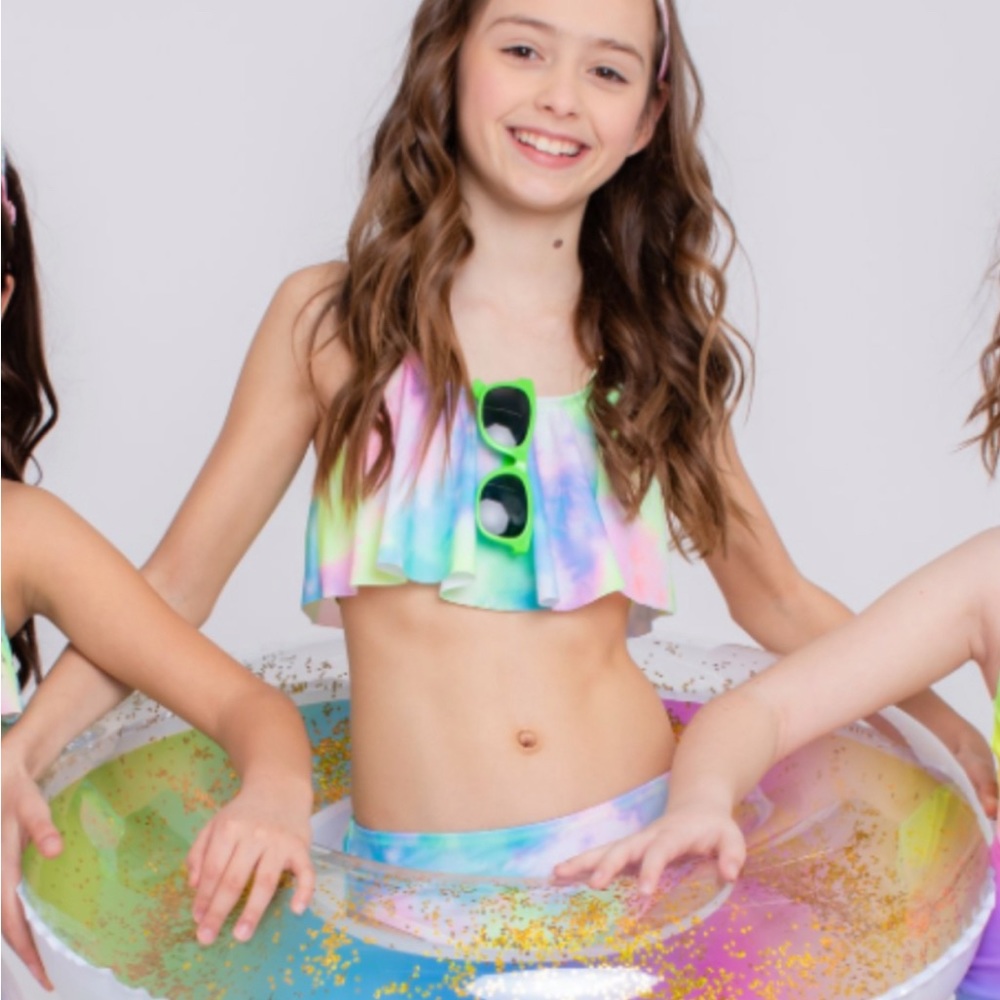 3/$30 ❤️ Bmagical Rainbow Unicorn Girls Ruffle Bikini by btween NWOT Size 8